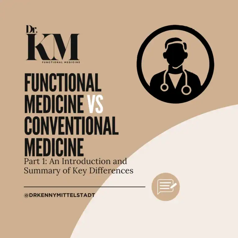 This image shows the title of the blog post: "Functional Medicine vs. Conventional Medicine – Part 1: An Introduction and Summary of Key Differences"