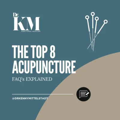 This image shows the title of the blog post: "The Top 8 Acupuncture FAQ’s Explained"