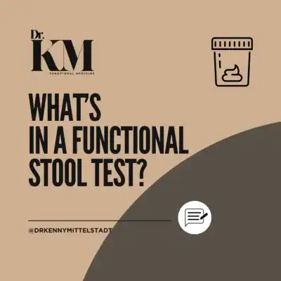 This image shows the title of the blog post: "What does a functional medicine stool test actually show?"