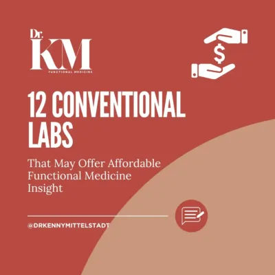 This image shows the title of the blog post: "12 Conventional Labs that May Offer Affordable Functional Medicine Insights."
